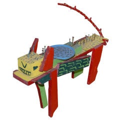 SIGNED GEORGE COLIN FOLK ART CAT SCULPTURE