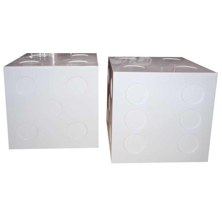 PAIR OF MODERN LACQUERED DICE TABLES
