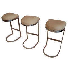 SET OF THREE MILO BAUGHMAN BARSTOOLS