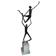 AMAZING SIGNED 74"H MIDCENTURY SKELETAL MALE SCUPTURE/STATUE