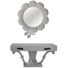 1940
S CONSOLE TABLE WITH ORIGINAL FLOWER MIRROR