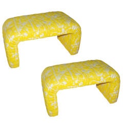 PERFECT PAIR OF Of  UPHOLSTERED WATERFALL BENCHES