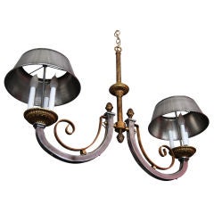 SUPERB NEOCLASSICAL CHANDELIER AFTER JANSEN WITH TOLE SHADES