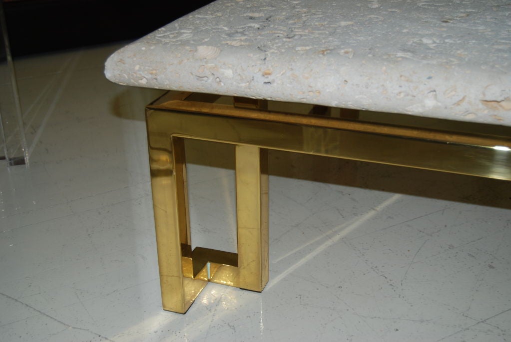 20th Century WONDERFUL NATURAL COQUINA  STONE TOP COFFEE TABLE