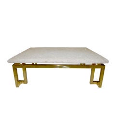 WONDERFUL NATURAL COQUINA  STONE TOP COFFEE TABLE