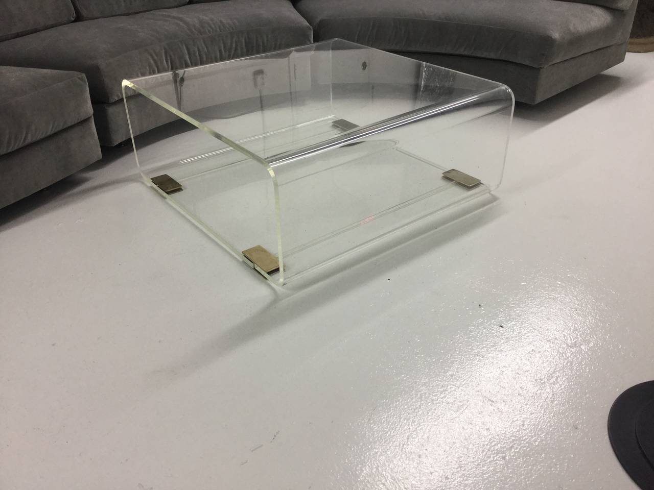 Lucite and Bronze Charles Hollis Jones Coffee Table In Excellent Condition In Miami, FL