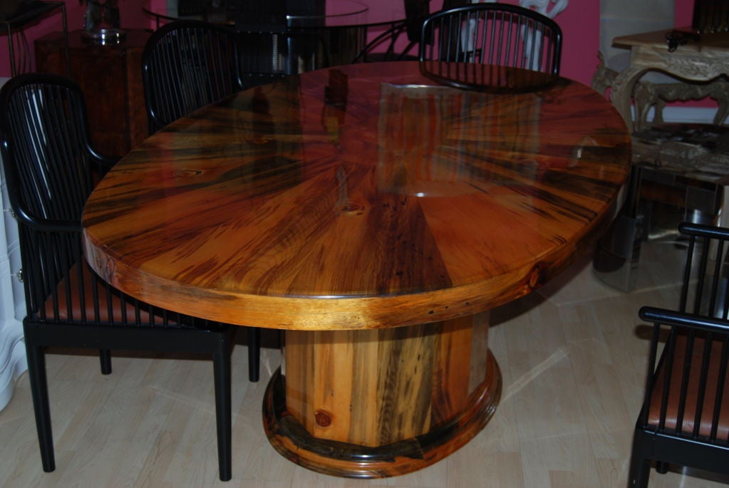 EXTRAORDINARY ELIPTICAL EXOTIC WOOD DINING TABLE 4