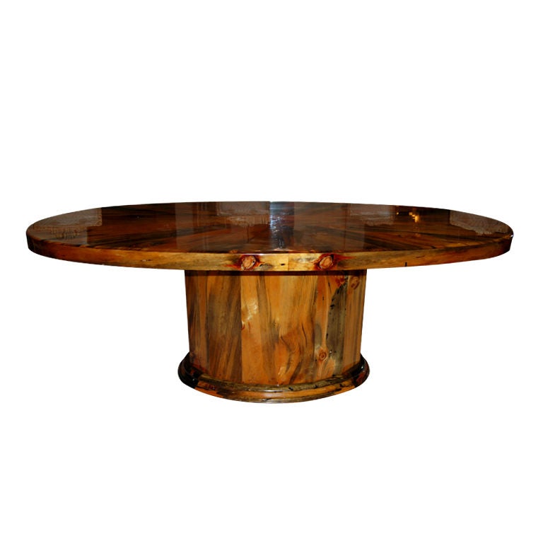 EXTRAORDINARY ELIPTICAL EXOTIC WOOD DINING TABLE