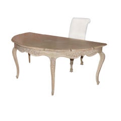 EXCEPTIONAL CARVED ITALIAN DEMI LUNE DESK AND CHAIR
