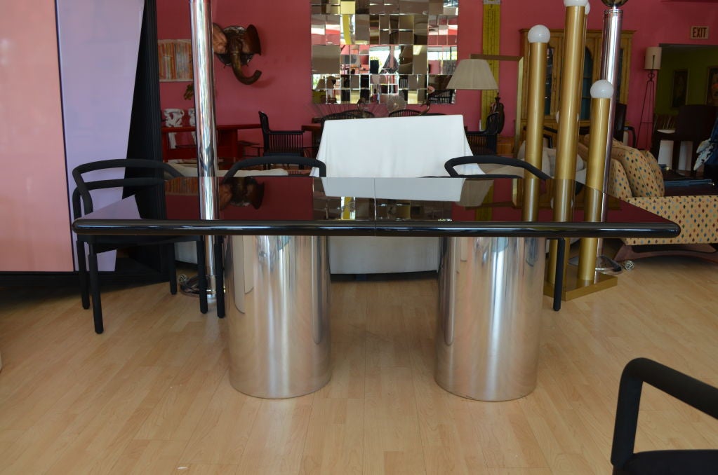 PACE DINING ROOM TABLE WITH POLISHED STEEL DRUM BASE
