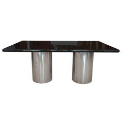 PACE DINING ROOM TABLE WITH POLISHED STEEL DRUM BASE