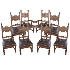 SET OF EIGHT  SUPERB HAND CARVED DINING CHAIRS