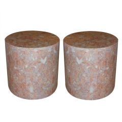 GREAT PAIR OF ITALIAN PEDESTAL MARBLE END TABLES