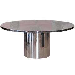 AMAZING ROUND BRUETON SPEER DINING TABLE WITH STEEL TOP AND BASE