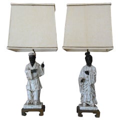 CHIC PAIR OF MARCELLO FANTONI CERAMIC TABLE LAMPS