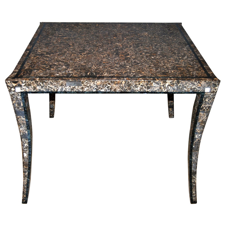 Maitland Smith Tessellated Marble Game Table For Sale