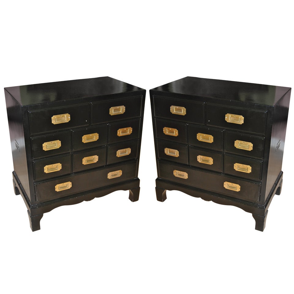 Classic Pair of Campaign Night Stands/ End Tables