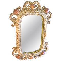 Large Natural Shell Encrusted Wall Mirror 