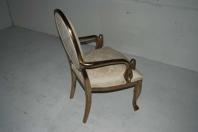 Fabric Set Of Eight Silver Leafed Dining Room Chairs For Sale