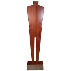 Fun Life Size French Modernist Male Figural Wood Sculpture / Statue