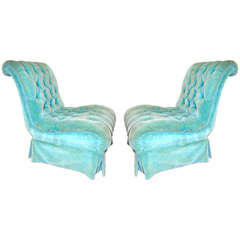 Curvaceous Pair Of James Mont Inspired Slipper Chairs