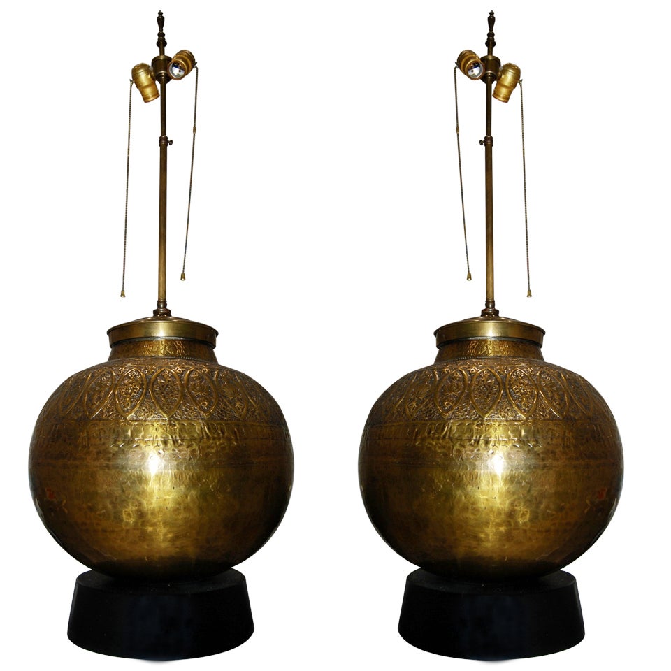 Large Pair of Lamps James Mont Style For Sale