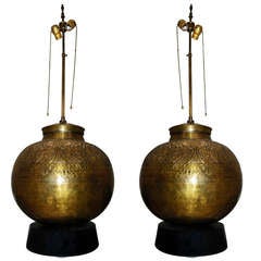 Large Pair of Lamps James Mont Style