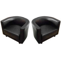 Stunning Pair of i4 Mariani for Pace Collection Barrel Back Leather Club Chairs