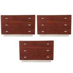 Three Italian Suede Chests