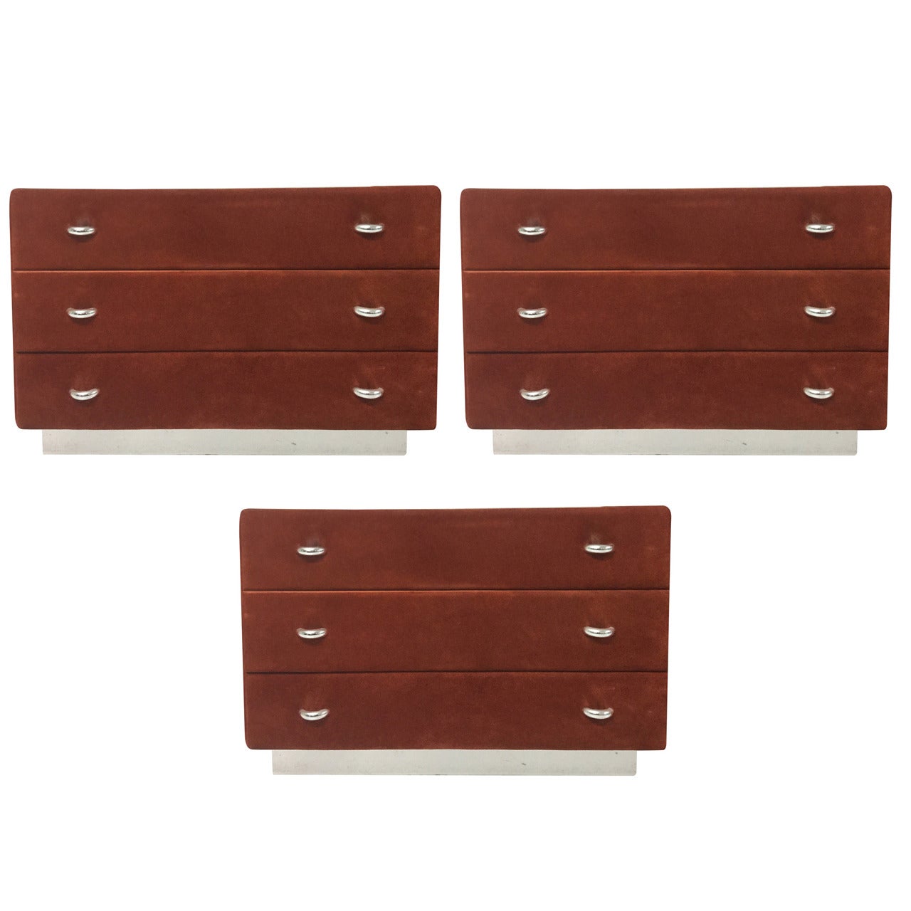 Three Italian Suede Chests For Sale