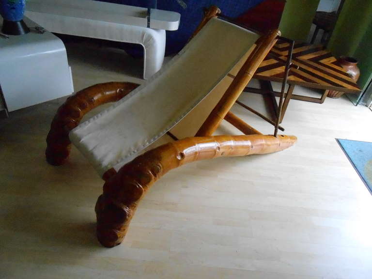 Mid-Century Modern Amazing Bamboo Sling Lounge Chair