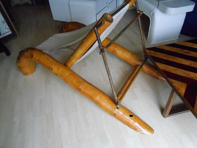 20th Century Amazing Bamboo Sling Lounge Chair