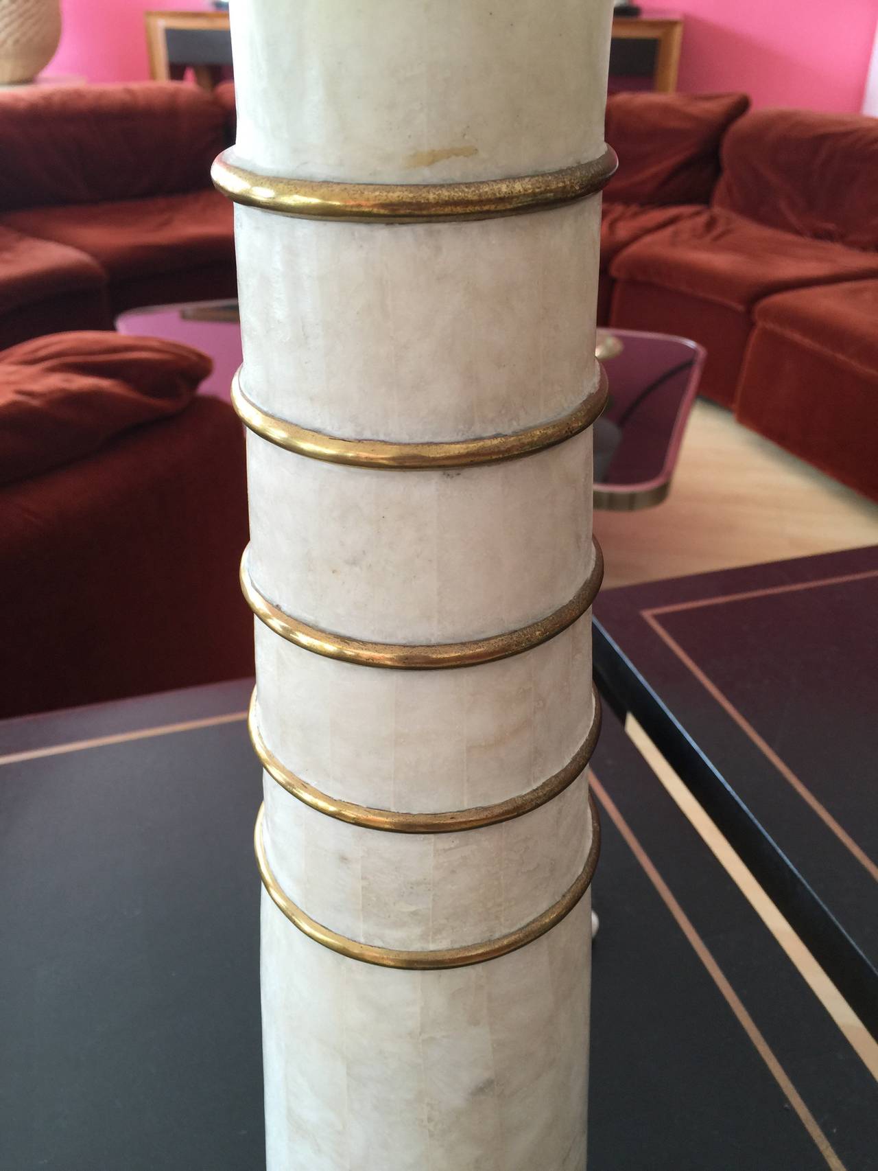 Elegant marble lamp with brass banding