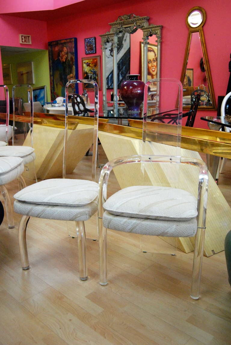 Chic Set of Six Charles Hollis Jones Style Lucite Dining Chairs 2