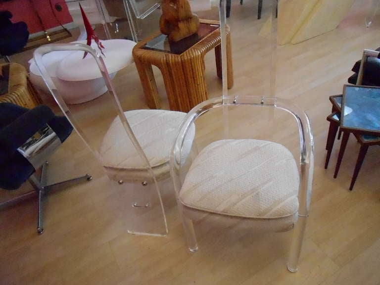 American Chic Set of Six Charles Hollis Jones Style Lucite Dining Chairs