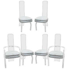 Chic Set of Six Charles Hollis Jones Style Lucite Dining Chairs