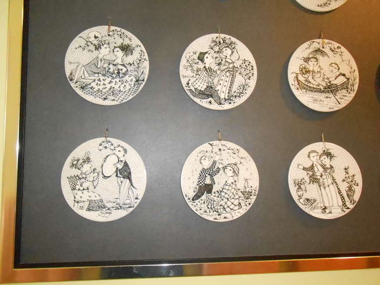 Whimsical  Collection of Bjorn Wiinblad Framed Plaques In Excellent Condition In Miami, FL