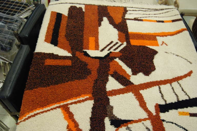 Mid-20th Century Excellent Signed 1960'S Mid Century Wool Rug / Wall Tapestry