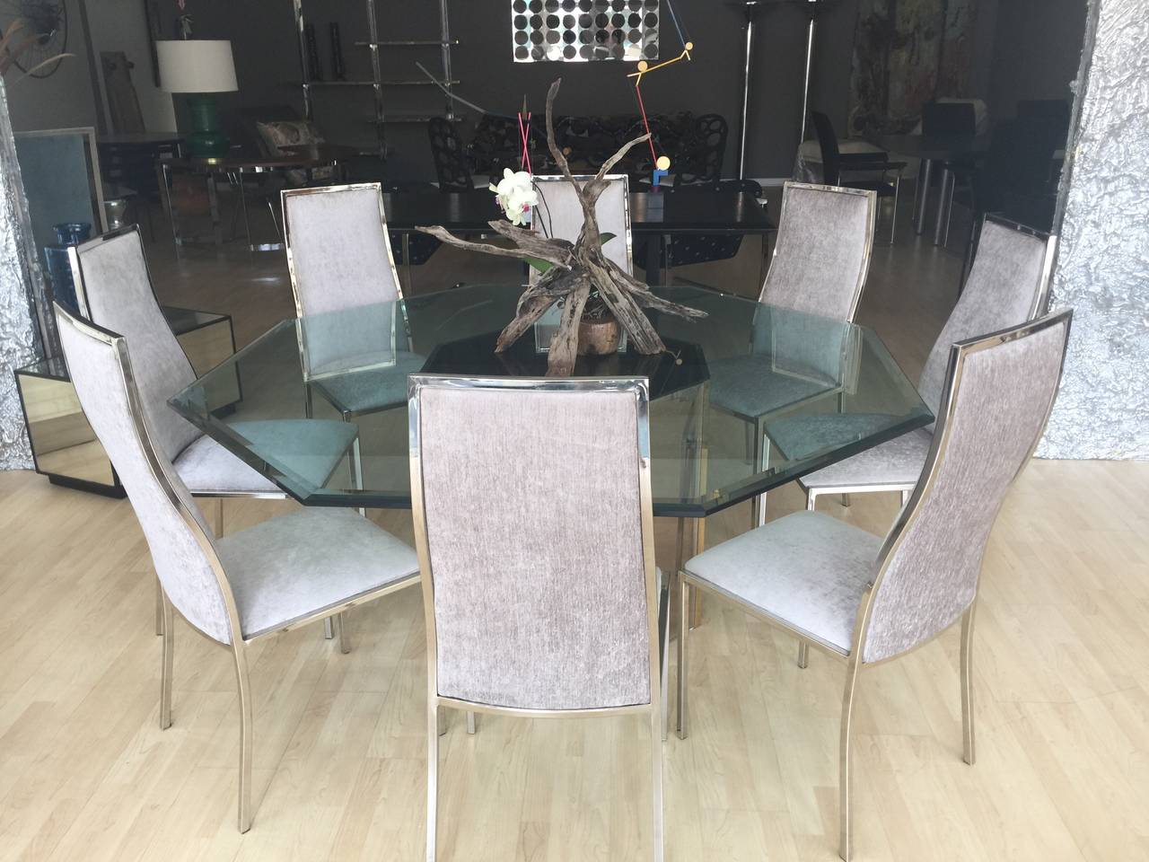 Eight Milo Baughman Dining Room Chairs In Excellent Condition In Miami, FL