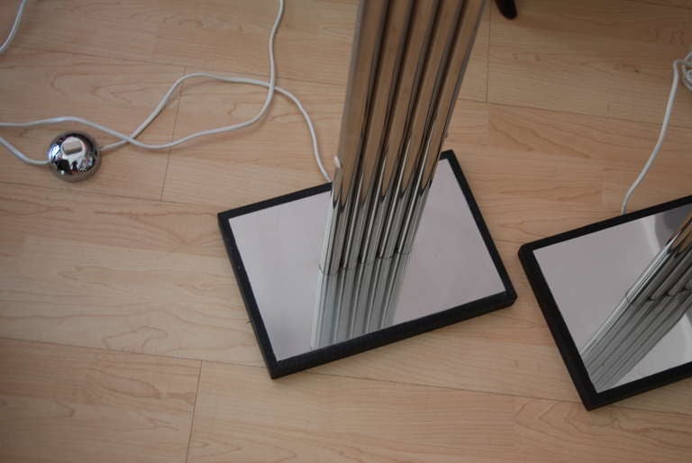 Chrome Floor Lamps In Excellent Condition For Sale In Miami, FL