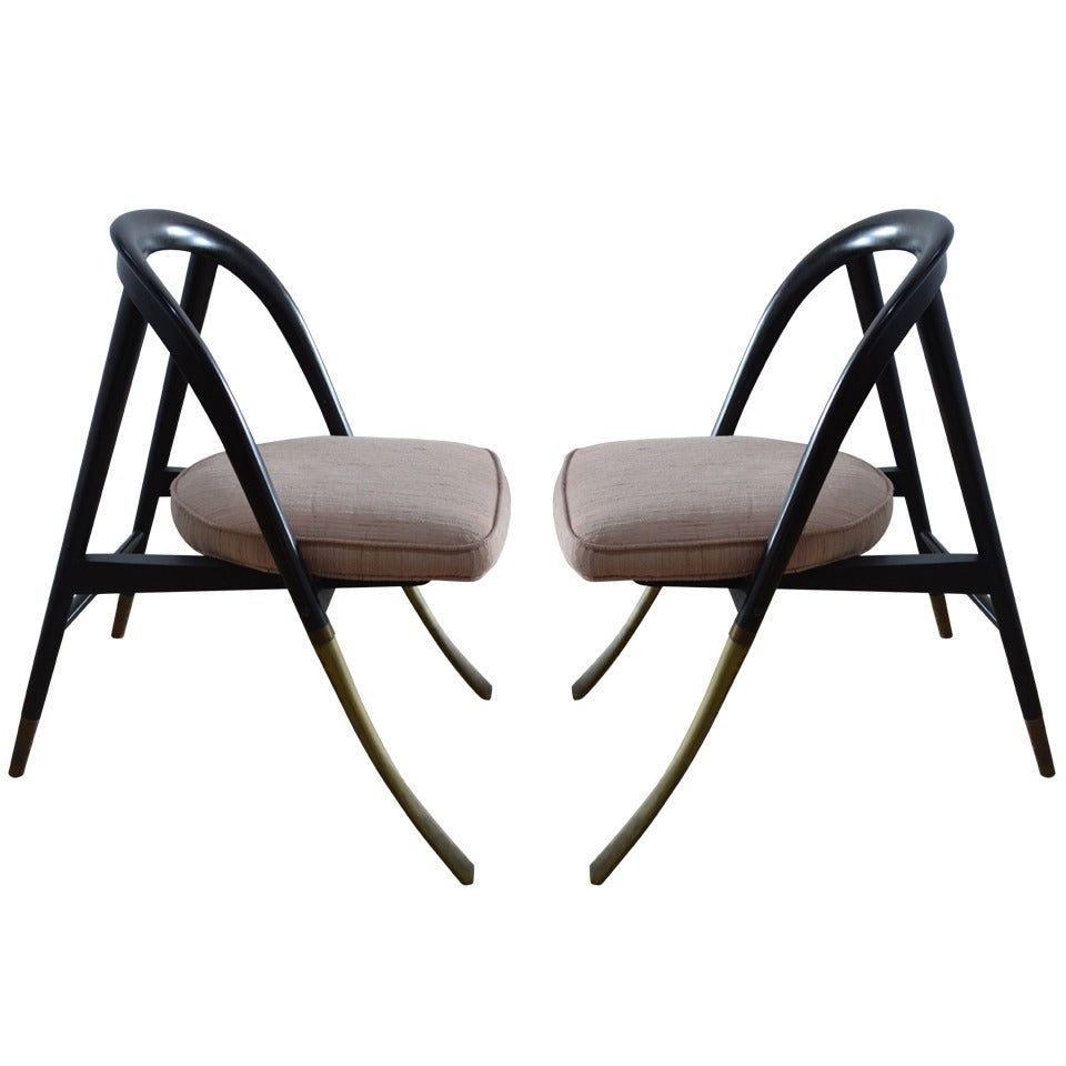 Pair of Rare Edward Wormley for Dunbar "A" Chairs No. 5481 For Sale