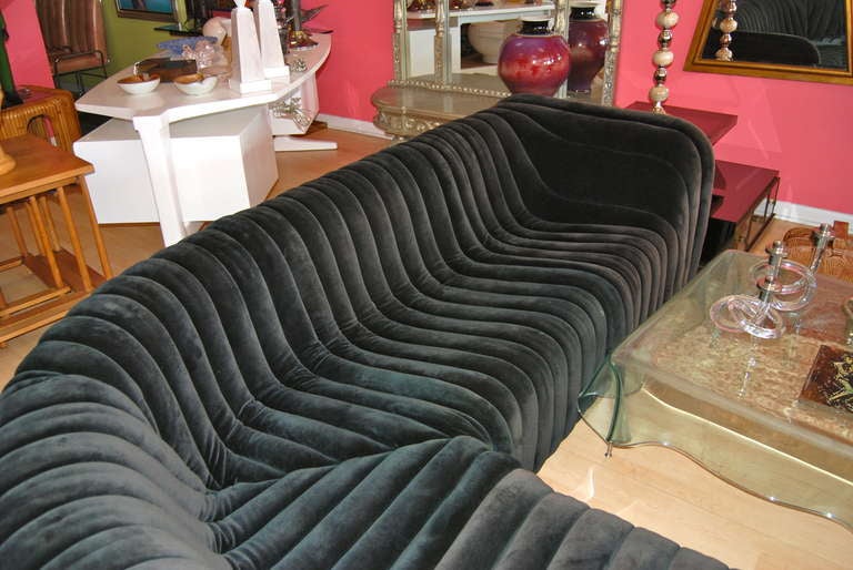 Mid-Century Modern Wonderful  Vertical Channel Tufted Sectional Sofa By Artima For Turner LTD, NY