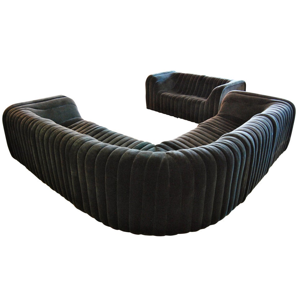 Wonderful  Vertical Channel Tufted Sectional Sofa By Artima For Turner LTD, NY
