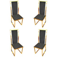 Simplistic and Elegant Set of Four Michel Mangematin Dining Chairs