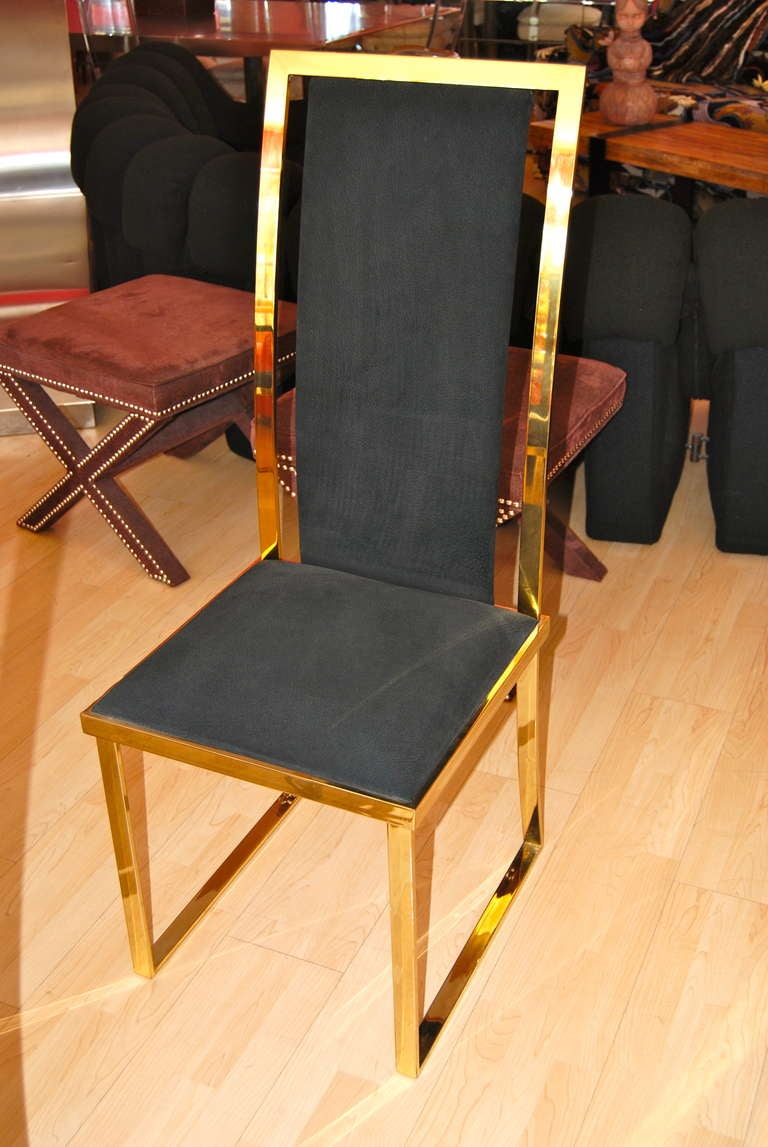 Simplistic and Elegant Set of Four Michel Mangematin Dining Chairs