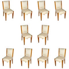 Set of Six Period French Art Deco Dining Chairs With Clean Lines