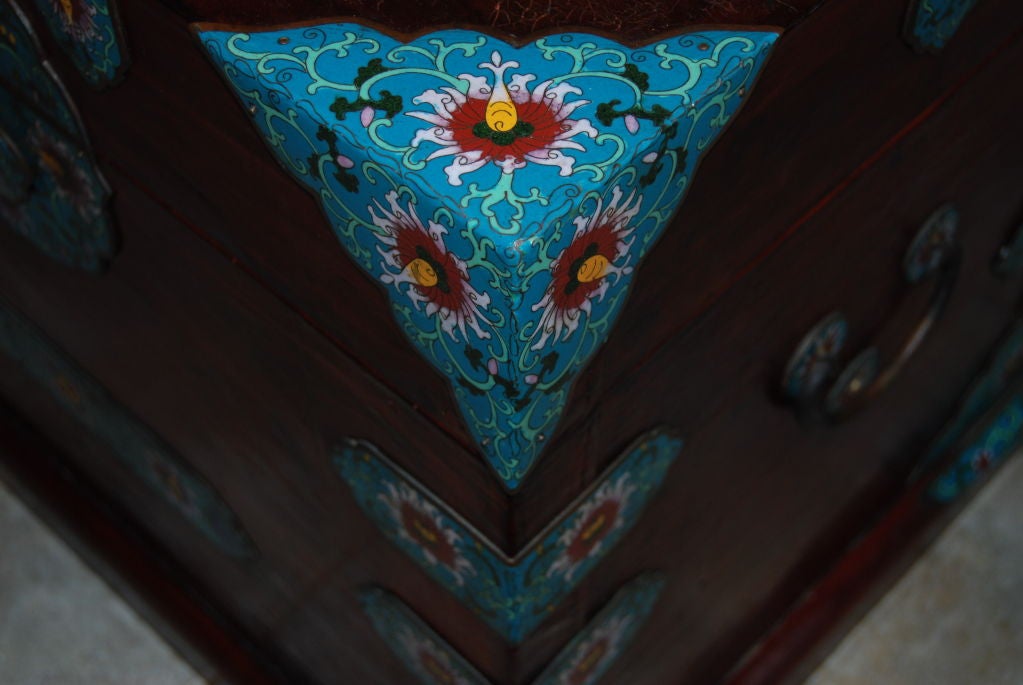 Chinese DOCUMENTED CLOISONNE MOUNTED PARCHEMENT CHEST