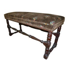 GREAT BENCH WITH AMAZING EMBROIDERED VINTAGE FABRIC