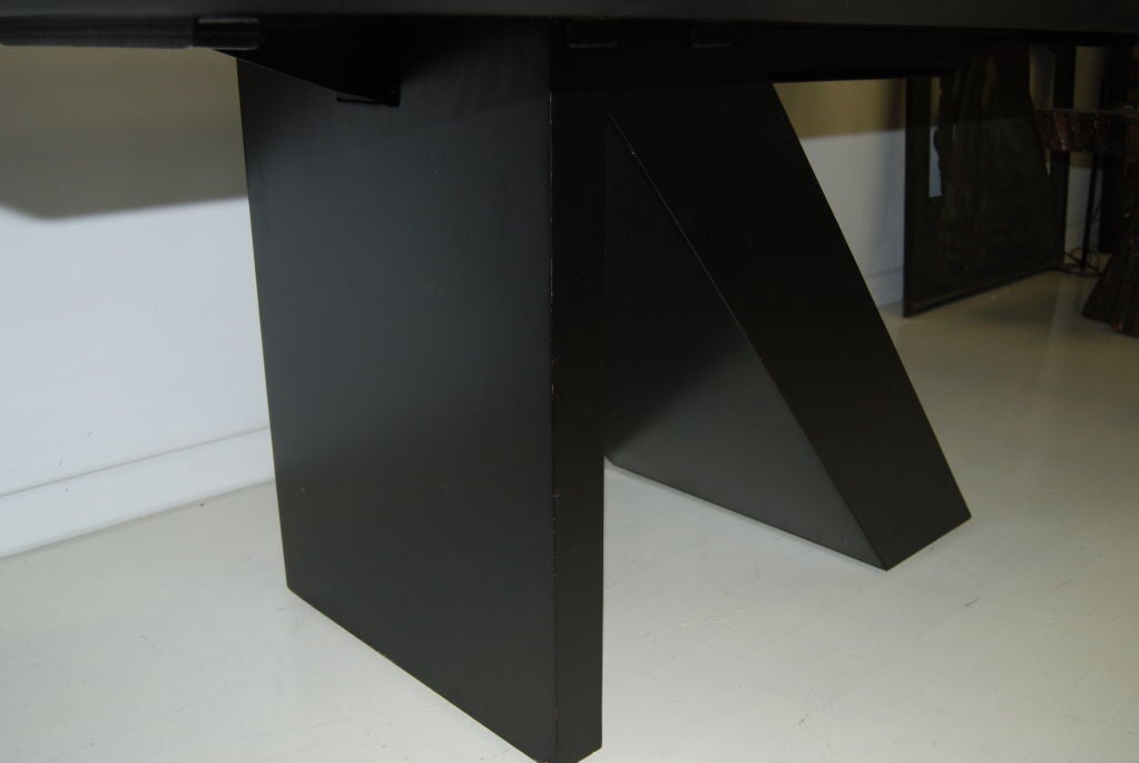 Wood and Steel Dining Table In Good Condition For Sale In Miami, FL