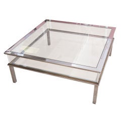 CHIC SQUARE COFFEE TABLE WITH GLASS AND LUCITE SIDES